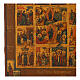 Hand-painted Russian icon of the Twelve Great Feasts, restored antique board, 12x10 in s2