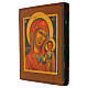 Restored antique icon painted on wood, Mother of God of Kazan, 13x11 in s3