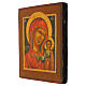 Ancient restored icon painted on panel Kazan Mother of God 32x27 cm s3