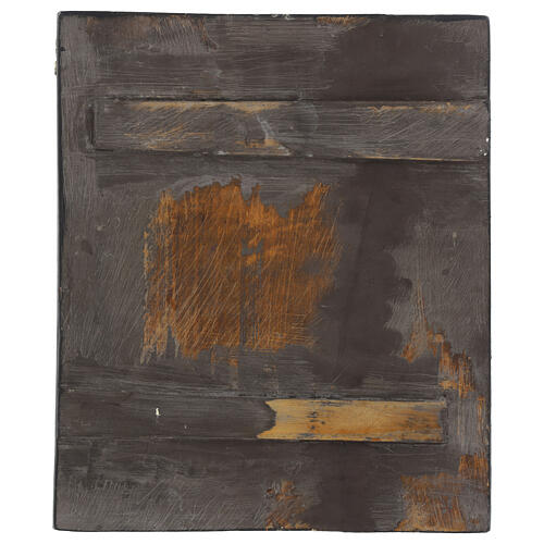 Icono antiguo ruso pintado sobre tabla Cuatripartita con Crucifixión siglo XXI 35x30 cm 5