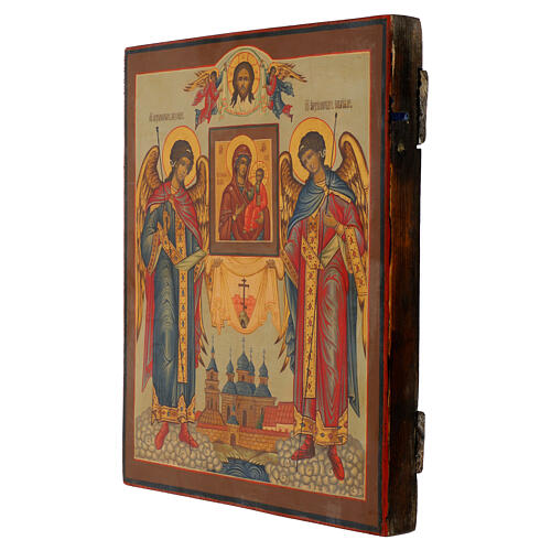 Russian icon Saint Michael and Saint Gabriel hand painted 31x26 cm 3