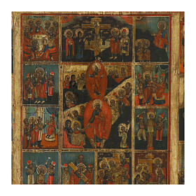 Icon 16 Great Feasts and Passion Cycle Ancient XIX Century, Russia 44x34 cm