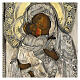 Ancient Russian icon, Our Lady of Vladimir with silver riza, 9x8 in, 19th century, Russia s2