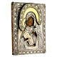 Ancient Russian icon, Our Lady of Vladimir with silver riza, 9x8 in, 19th century, Russia s5
