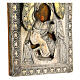 Ancient Russian icon, Our Lady of Vladimir with silver riza, 9x8 in, 19th century, Russia s6