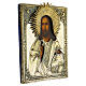 Antike russische Ikone, Christus Pantokrator mit Metallriza, neunzehntes Jahrhundert, 28 x 22 cm s5