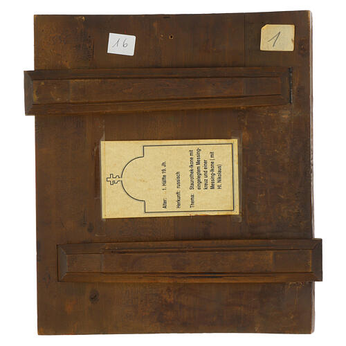 Icono ruso Estauroteca con escenas siglo XIX 35x31 cm antiguo 8