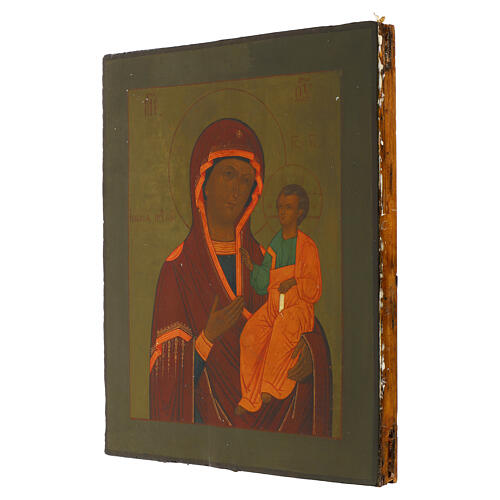 Antique Russian icon, Our Lady of Iverskaya, 19th century, 12x10 in 3