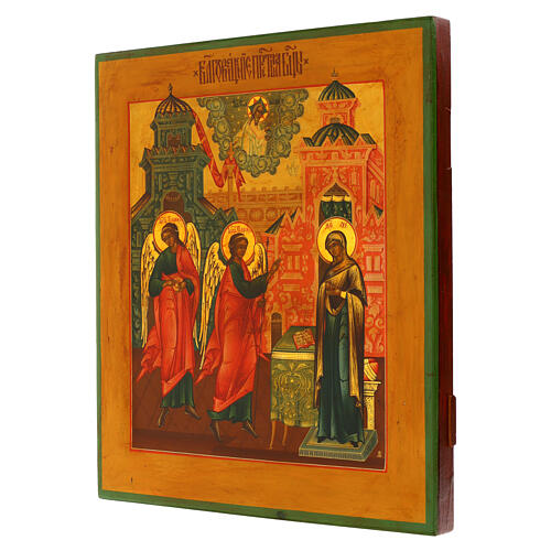 Icona russa Annunciazione XIX sec 36x31 cm antica 3