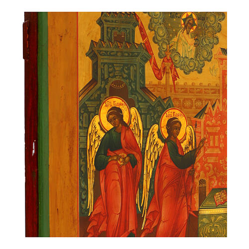 Icona russa Annunciazione XIX sec 36x31 cm antica 6