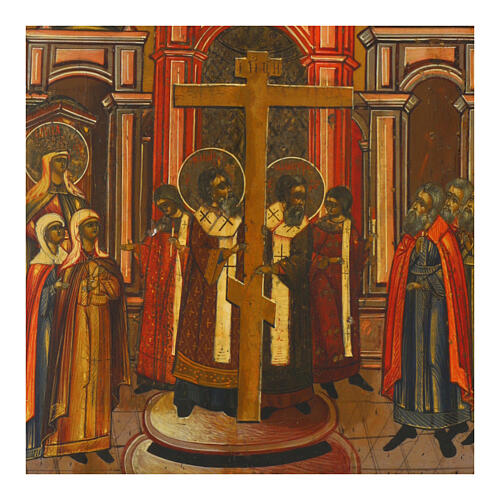 Alte russische Ikone, Erhöhung des Heiligen Kreuzes – Zentralrussland, Mitte neunzehntes Jahrhundert, 35 × 31 cm 2