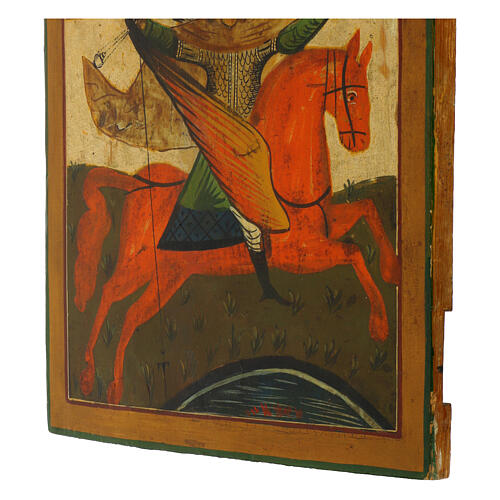 Icona antica russa San Michele Arcangelo XIX sec 30x25 cm 4