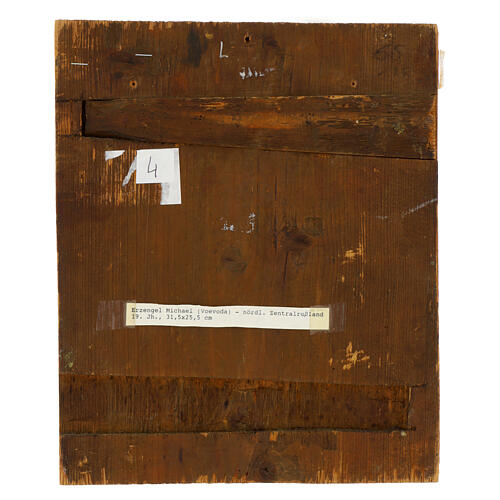 Icona antica russa San Michele Arcangelo XIX sec 30x25 cm 5