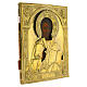 Icona antica Cristo Pantocratore 32x26 cm con riza in metallo dorato Russia s5