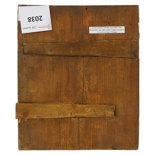 Icona antica San Giorgio e il drago 35x29 cm Russia XIX sec 5