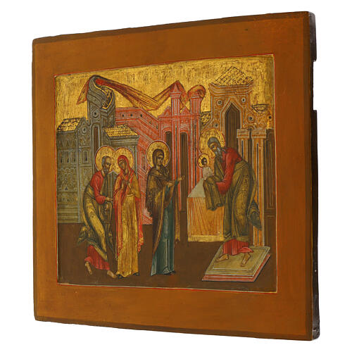 Icona antica Presentazione al tempio di Gesù XIX sec Bielorussia 31x33 cm 3