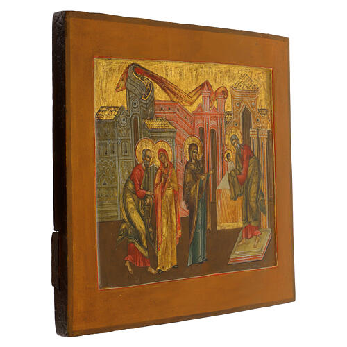 Icona antica Presentazione al tempio di Gesù XIX sec Bielorussia 31x33 cm 5
