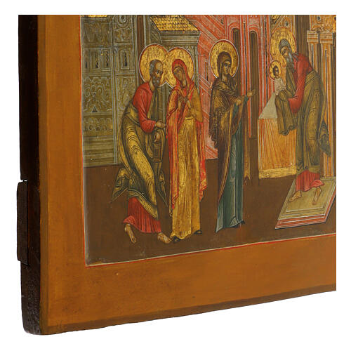 Icona antica Presentazione al tempio di Gesù XIX sec Bielorussia 31x33 cm 6