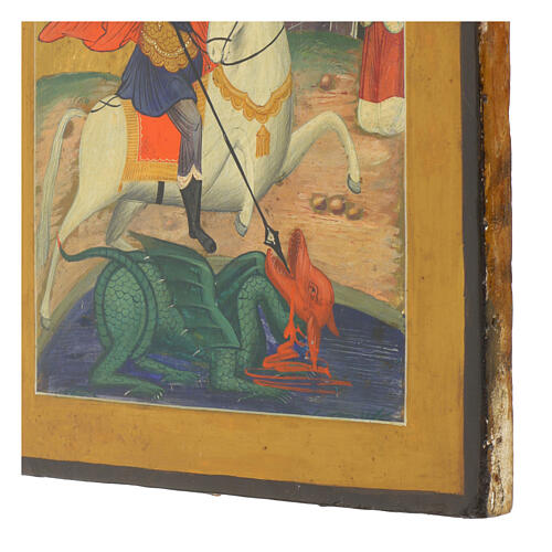 Icône ancienne russe Saint George et le dragon 31x26 cm XIXe siècle 4