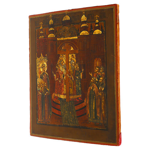 Russian icon, Exaltation of the Cross, 19th century, 14x12 in 3