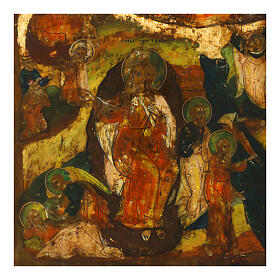 Russian Icon Ascension of Prophet Elijah, 18th Century 30x26 cm