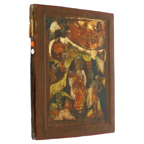 Russian Icon Ascension of Prophet Elijah, 18th Century 30x26 cm 5
