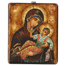 Icona Rumena Madre di Dio Jaroslavskaja dipinta a mano 22x18 cm