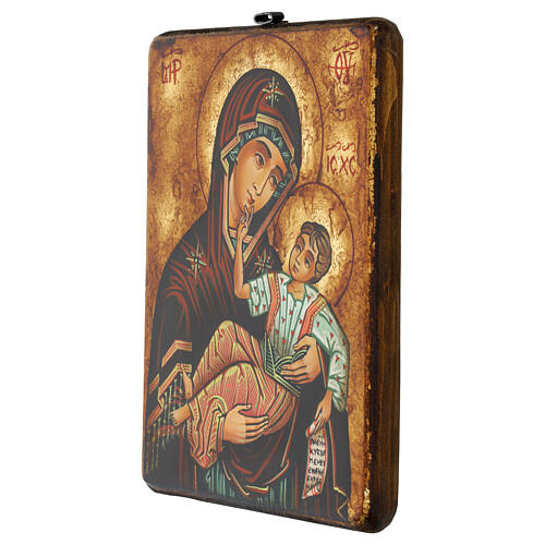 Icona Rumena Madre di Dio Jaroslavskaja dipinta a mano 22x18 cm 3