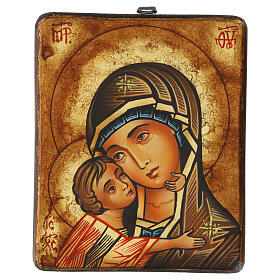 Icona Madonna di Vladimirskaja Rumena dipinta a mano 22x18 cm