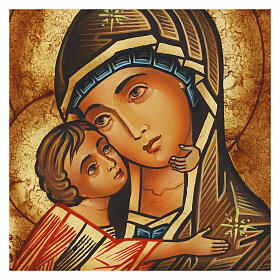 Icona Madonna di Vladimirskaja Rumena dipinta a mano 22x18 cm