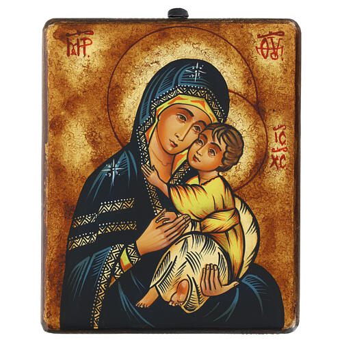 Hand-painted Romenian icon, Theotokos of Tolga, 9x7 in 1