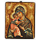 Painted icon of the Vladimir Mother of God, antique finish, Romania, 9x7 in s1