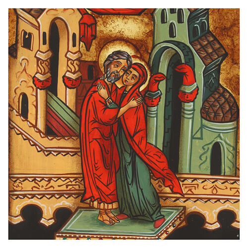Icône Roumanie Joachim et Anne peinte à la main 22x18 cm 2