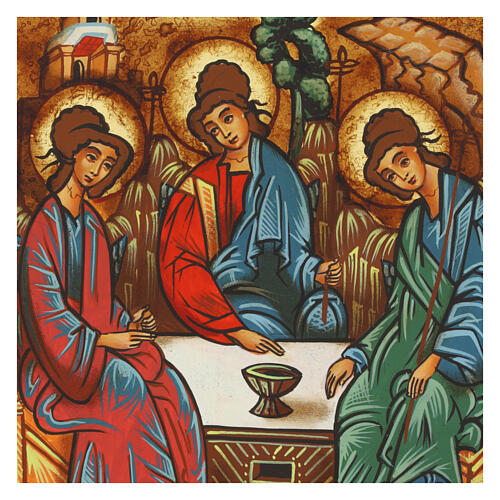 Icona dipinta a mano Santissima Trinità Rumena 22x18 cm 2