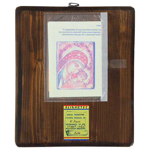 Icon of Mother of God Eleusa Kikks with red mantle, 11x9 in, hand-painted, Romania 4