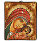 Icona Madre di Eleus Kikks manto rosso 28x24 cm dipinta a mano Romania s1