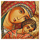 Icona Madre di Eleus Kikks manto rosso 28x24 cm dipinta a mano Romania s2