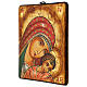 Icona Madre di Eleus Kikks manto rosso 28x24 cm dipinta a mano Romania s3