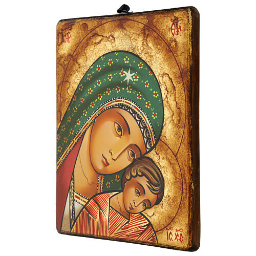 Icona Romania Madre di Eleus Kikks Rumena manto verde 28x24 cm 3