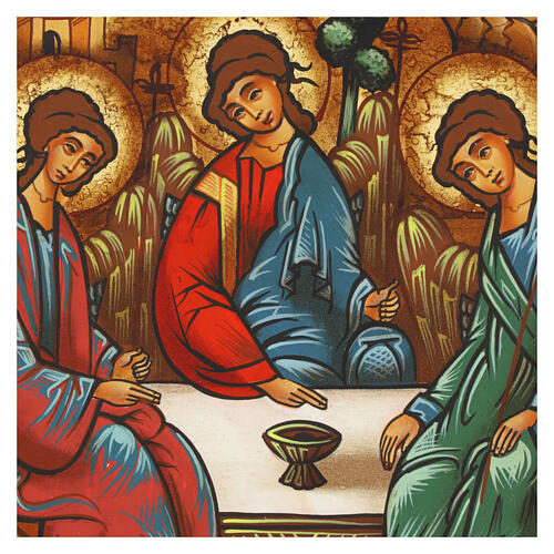 Hand-painted Romanian Holy Trinity icon, 11x9.5 in 2
