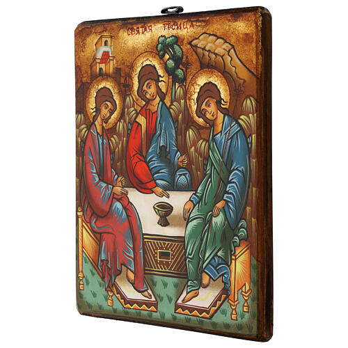 Hand-painted Romanian Holy Trinity icon, 11x9.5 in 3