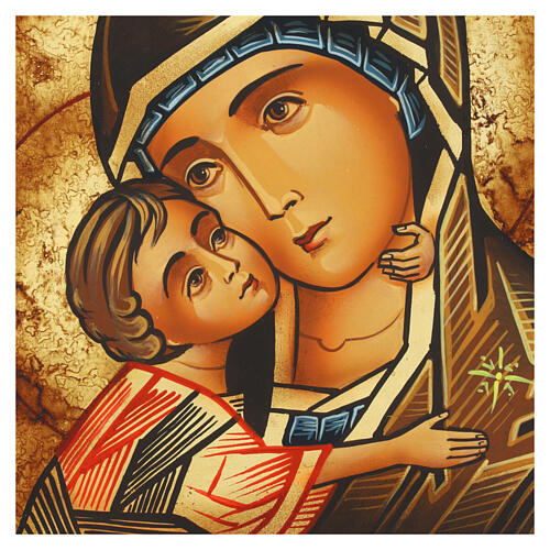 Icona Madre di Vladimirskaja stile Rumeno dipinta a mano 28x24 cm 2