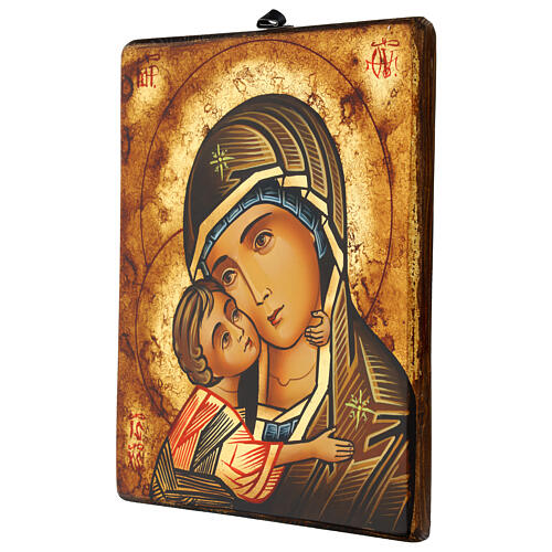 Icona Madre di Vladimirskaja stile Rumeno dipinta a mano 28x24 cm 3