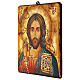 Romanian Icon of Christ Pantocrator Green Robe, 28x24 cm s3