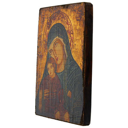 Icona Madre di Dio Eleus Kikks stile Rumeno antico 31x23 cm 3