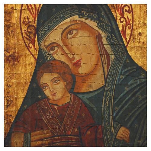 Ícone Mãe de Deus Eleusa de Kykkos estilo romeno antigo 31x23 cm 2