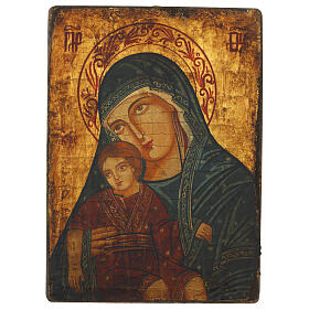 Icon of the Mother of God Eleusa Kykkos Romanian antique style, 31x23 cm