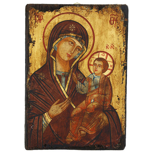 Icona Madonna Hodighitria Romania antichizzata 31x23 cm 1