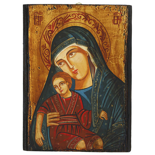 Icona Madre Eleus Kikks Rumena dipinta a mano 31x23 cm 1