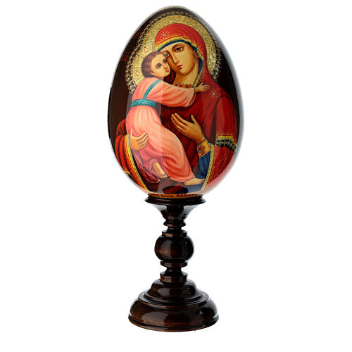 Hand-painted Virgin of Vladimir decorative egg, 14 in 1